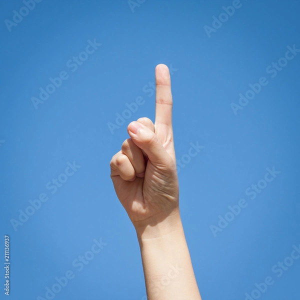 Fototapeta Gesture symbol number one