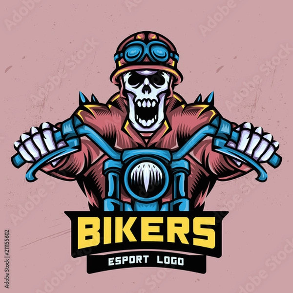 Obraz Skull Bikers Esport Logo Design