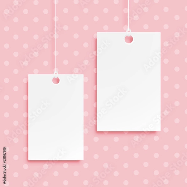 Fototapeta blank label , price tag , brand label modern paper art design , white mockup, abstract background vector and illustration 01