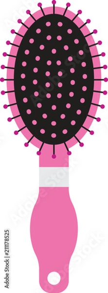 Fototapeta Vector pink hairbrush in flat style