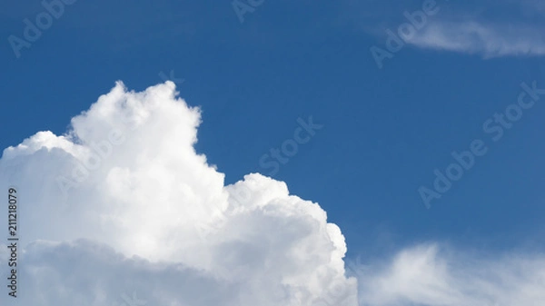 Obraz Blue sky with the white cloud in the sunny bright day