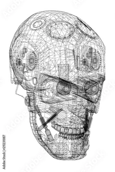 Obraz Robot Head Design Architect Blueprint - isolated