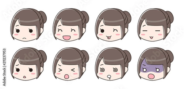 Obraz 喜怒哀楽　表情セット　女性