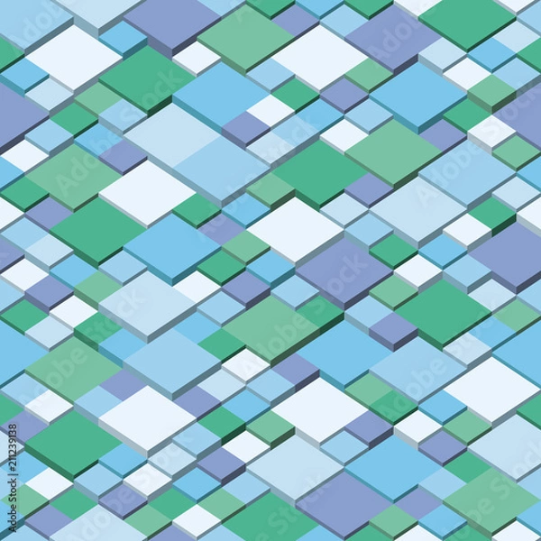 Fototapeta Vector cube geometric background - seamless and repeatable pattern. Winter colors.