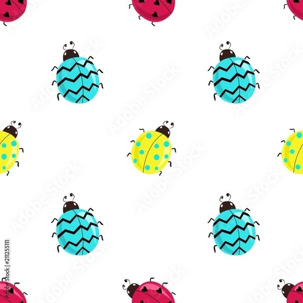 Fototapeta Ladybugs colored pattern seamless jpeg