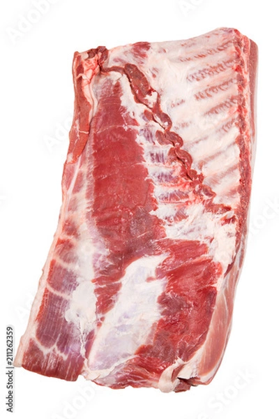 Obraz Brisket bone-in isolated on white. Pork meat. Inside view.
