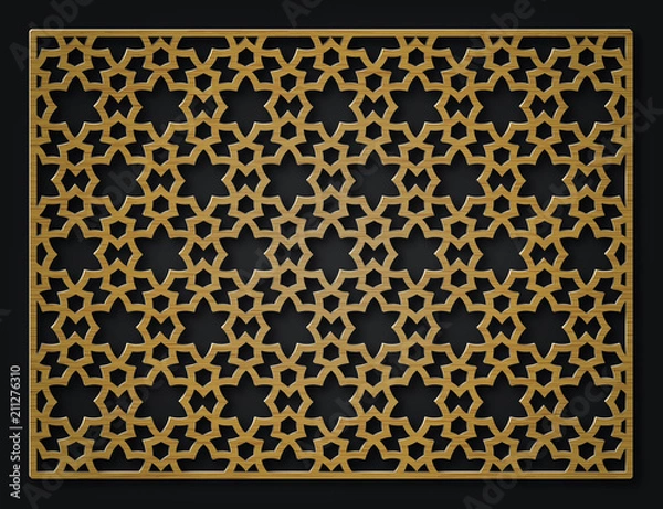 Fototapeta Template for laser cutting. Decorative panel with oriental geometric pattern.