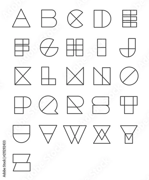 Fototapeta Line geometric font design. Abstract modern lettering. Vector alphabet set.