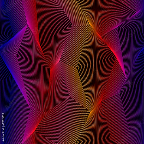 Fototapeta Abstract vector moire seamless pattern with zigzag lines. Vector fashion backdrop in vintage op art style.