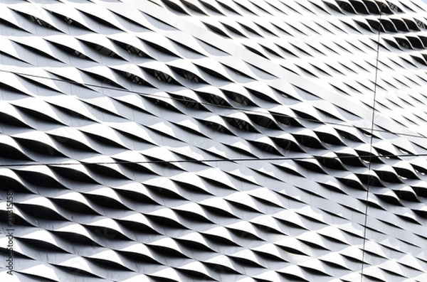 Obraz Abstract regular wavy pattern in silver steel sheet cladding