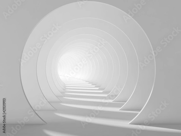 Obraz Pusty biały tunel, abstrakcyjne wnętrza 3d