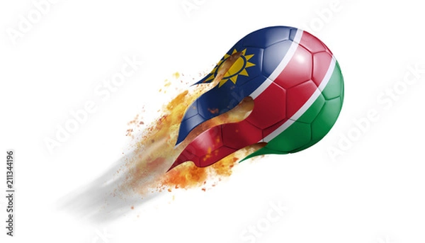 Fototapeta Flying Flaming Soccer Ball with Namibia Flag