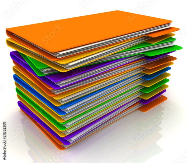 Fototapeta Stack of colored folders