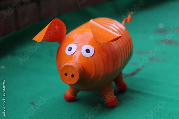 Obraz crafts from plastic garbage, bottles