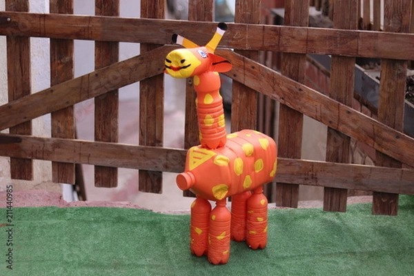 Obraz crafts from plastic garbage, bottles