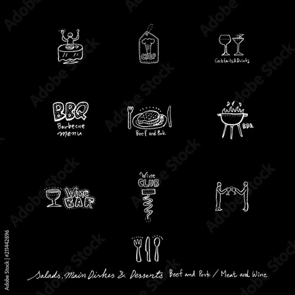 Fototapeta 음식점 포스터 / 손으로 그린 식당 그림