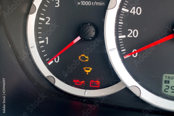 Obraz light  engine show on dashboard