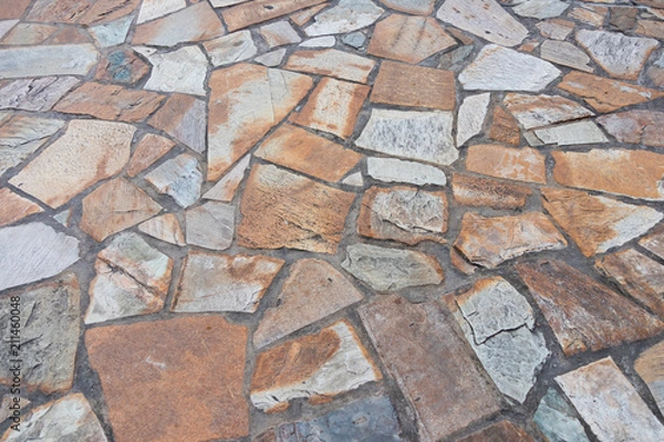 Fototapeta Floor tiles and brickwork pattern texture background for decorating