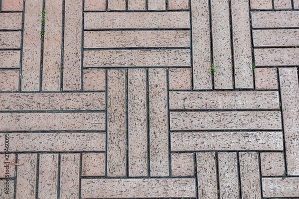 Fototapeta Floor tiles and brickwork pattern texture background for decorating