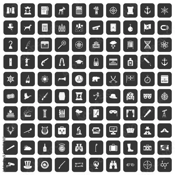 Fototapeta 100 binoculars icons set in black color isolated vector illustration