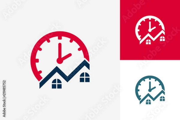 Fototapeta Roof Time Logo Template Design Vector, Emblem, Design Concept, Creative Symbol, Icon