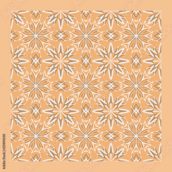 Fototapeta Nontrivial bright color abstract mandala pattern, vector seamless, endless texture for printing onto fabric, interior, design, wallpapers, covers, background, paper
