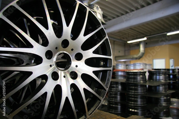 Obraz wheel rim in a warehouse