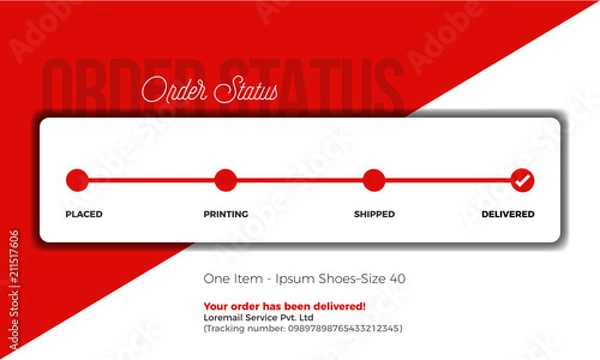 Obraz Product Tracking Status. Order and Delivery progress bar with Textbox Template.