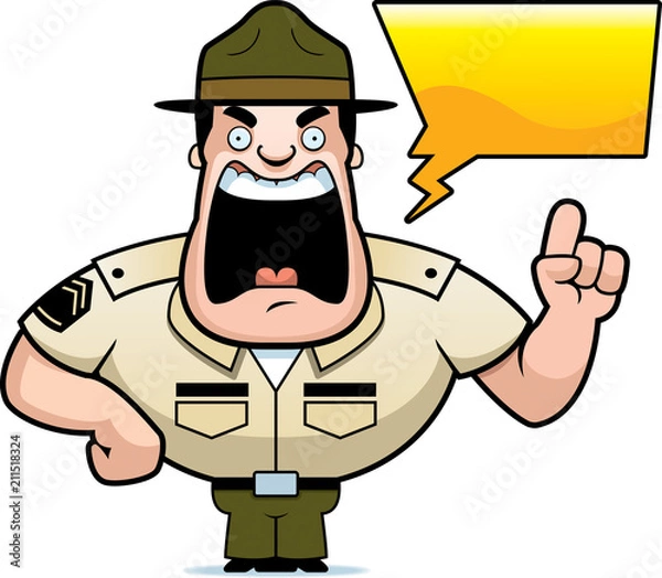 Fototapeta Cartoon Drill Sergeant Yelling