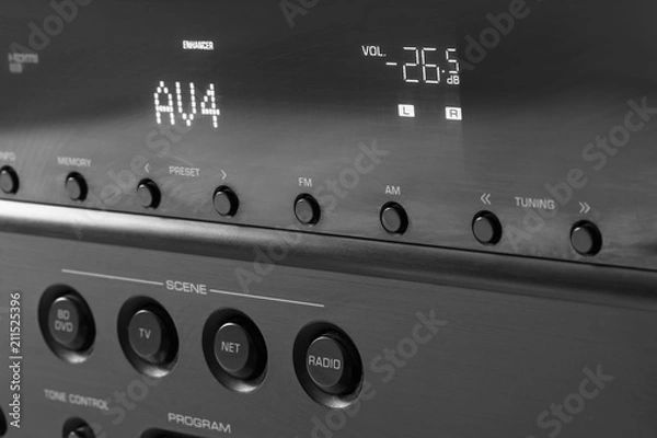 Fototapeta Front side of the AV receiver with display and controls