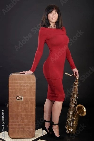 Obraz Girl with saxophone