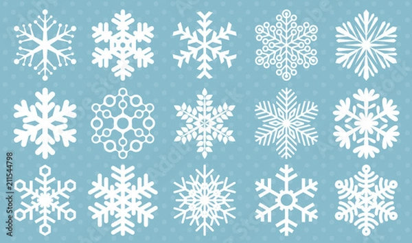 Fototapeta Flat design line snowflakes vector icon set.