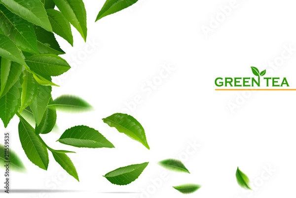 Obraz Black tea cup with tea leaves on background.