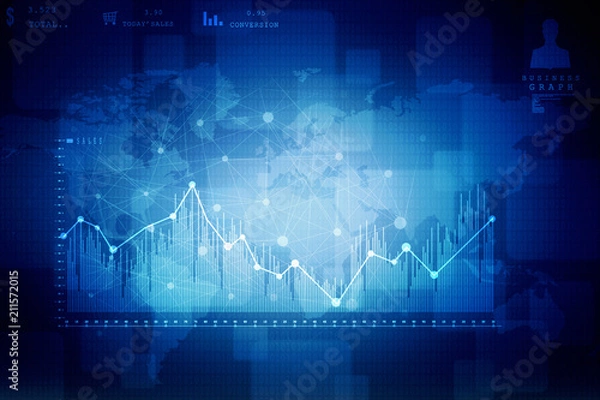 Fototapeta 2d rendering Stock market online business concept. business Graph 