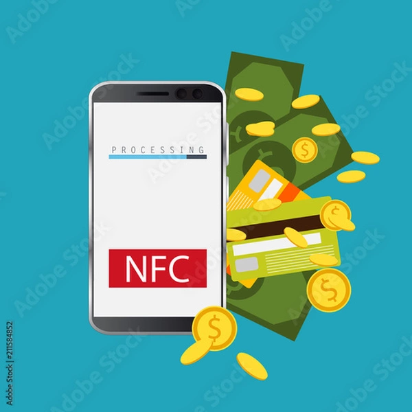 Fototapeta Vector icon. NFC touch payment concept.
