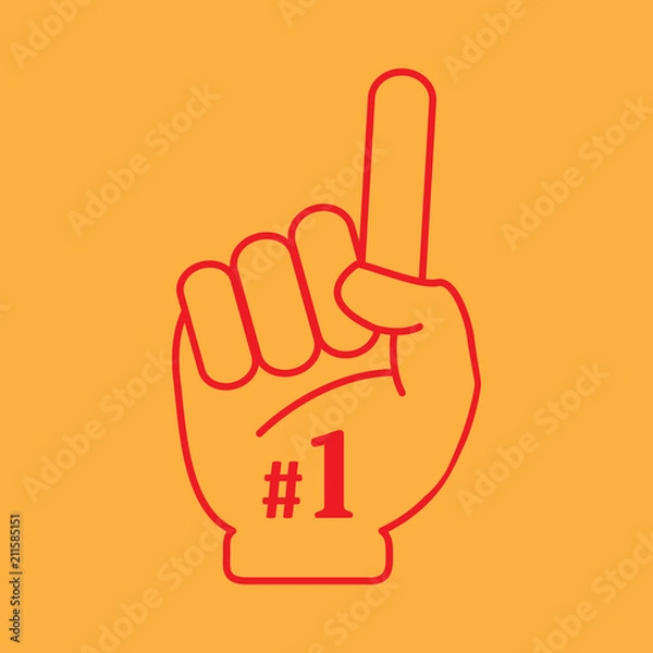 Fototapeta Victory hands symbol. Number one and the best. Foam vector.
