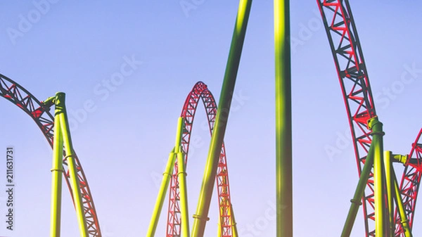 Obraz Roller coaster. Abstract background for an amusement park