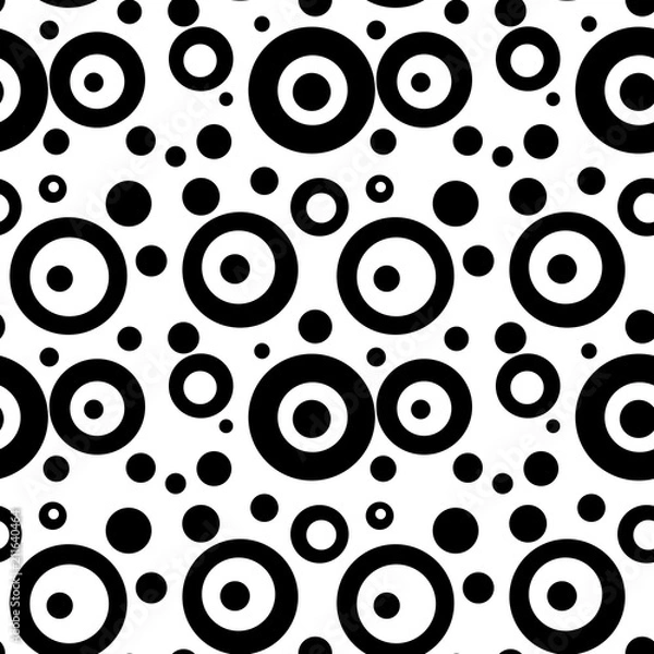 Fototapeta pattern geometrico con cerchi bianchi e neri