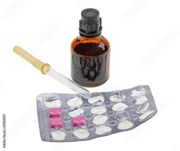 Fototapeta Close-up medicaments isolated on white