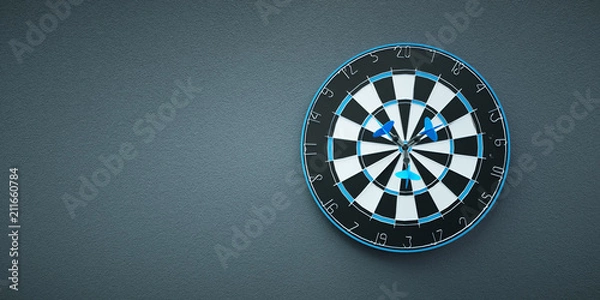 Fototapeta Strzałki na rzutkę docelową na szarym tle