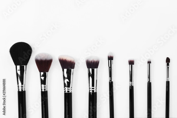 Obraz Brushes set for make up on white background.