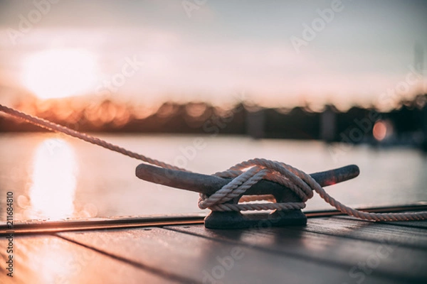 Obraz Dock cleat and rope 4