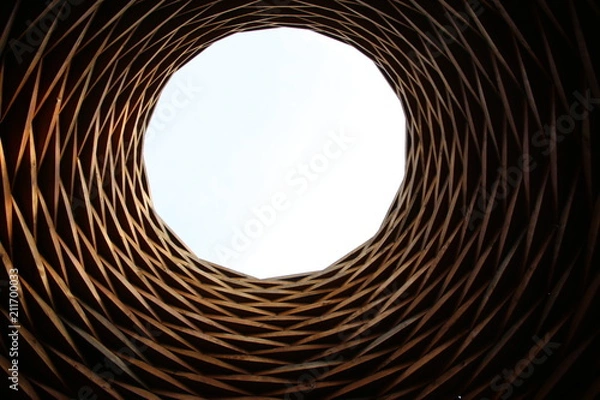 Obraz Inside of a wooden structure in a park