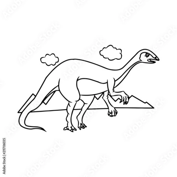 Fototapeta Velociraptor cartoon illustration isolated on white background for children color book