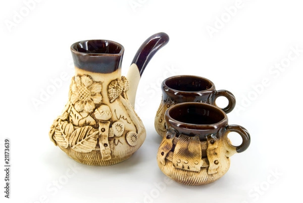 Fototapeta ceramic coffee set