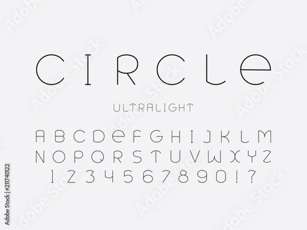 Fototapeta Circle ultralight font. Vector alphabet