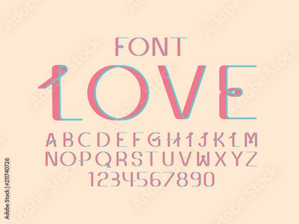 Fototapeta Love font. Vector alphabet 