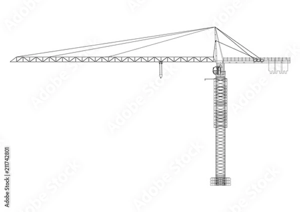 Fototapeta Crane Architect Blueprint - isolated