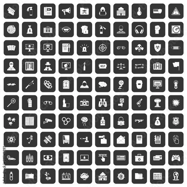 Fototapeta 100 hacking icons set in black color isolated vector illustration