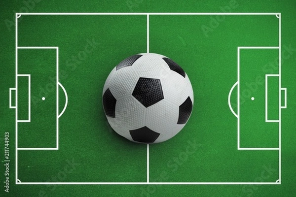 Fototapeta Composite image of black and white leather football